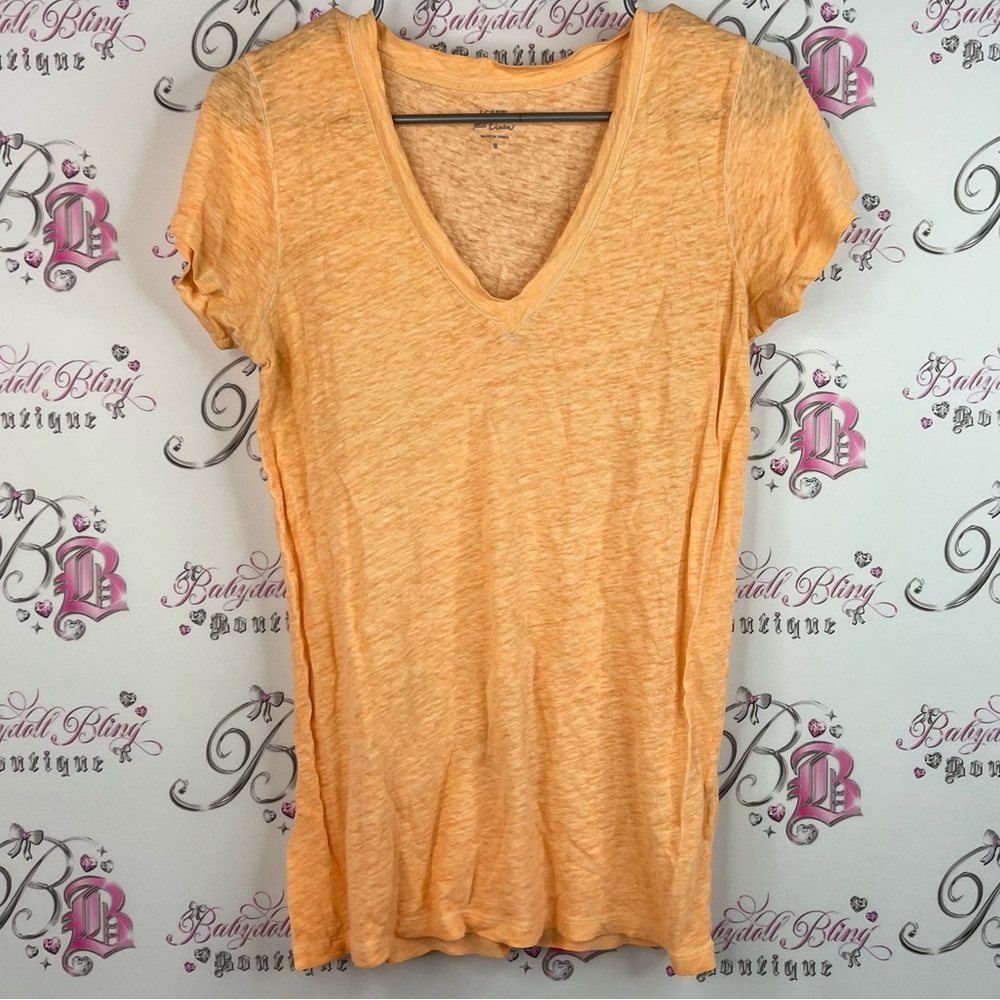 J. Crew tshirt 100% linen peach Light Orange V-Neck Short Sleeve Tee